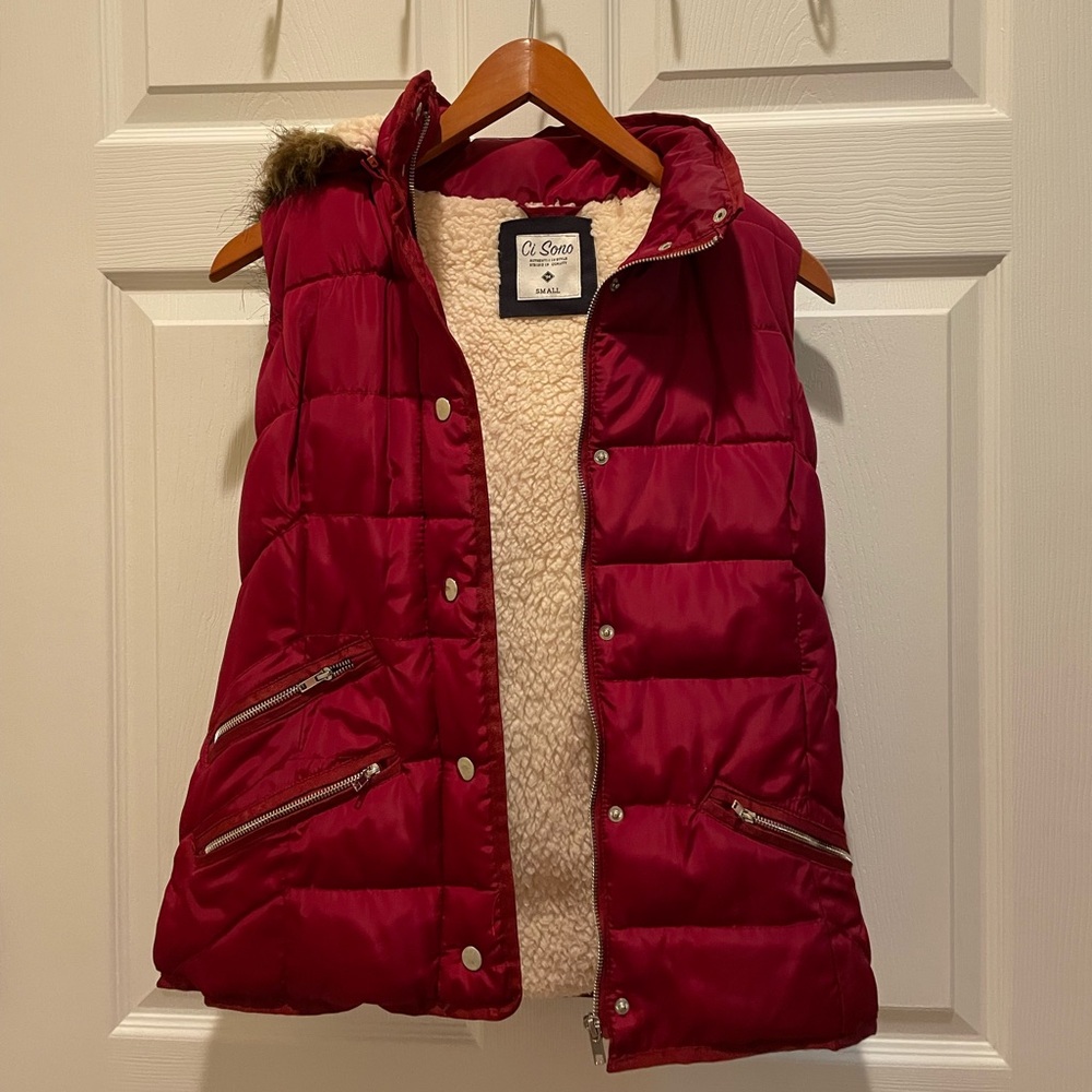 Ci Sono Red Puffer Vest (Small)